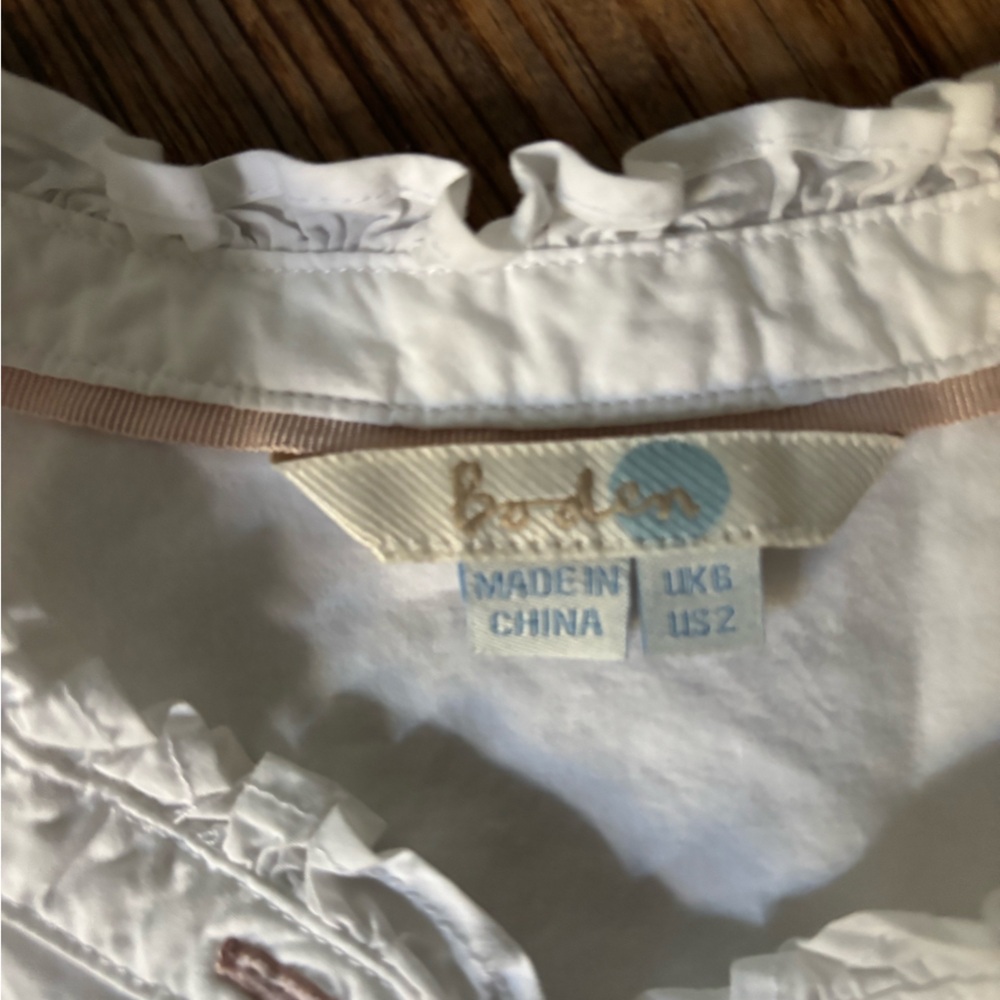 Boden Phobe Cotten Ruffled Button Down Shirt - Picture 4 of 4